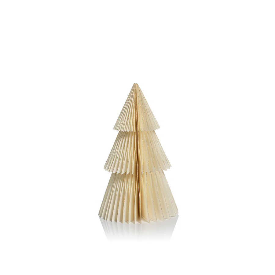 Ivory Tabletop Paper Tree w/ Gold Glitter (2 Sizes)