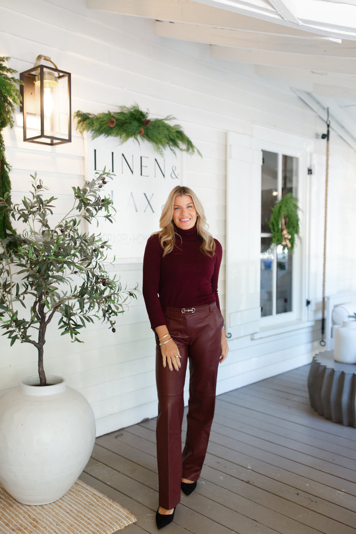 Better Than Leather Trouser-Berry Noir