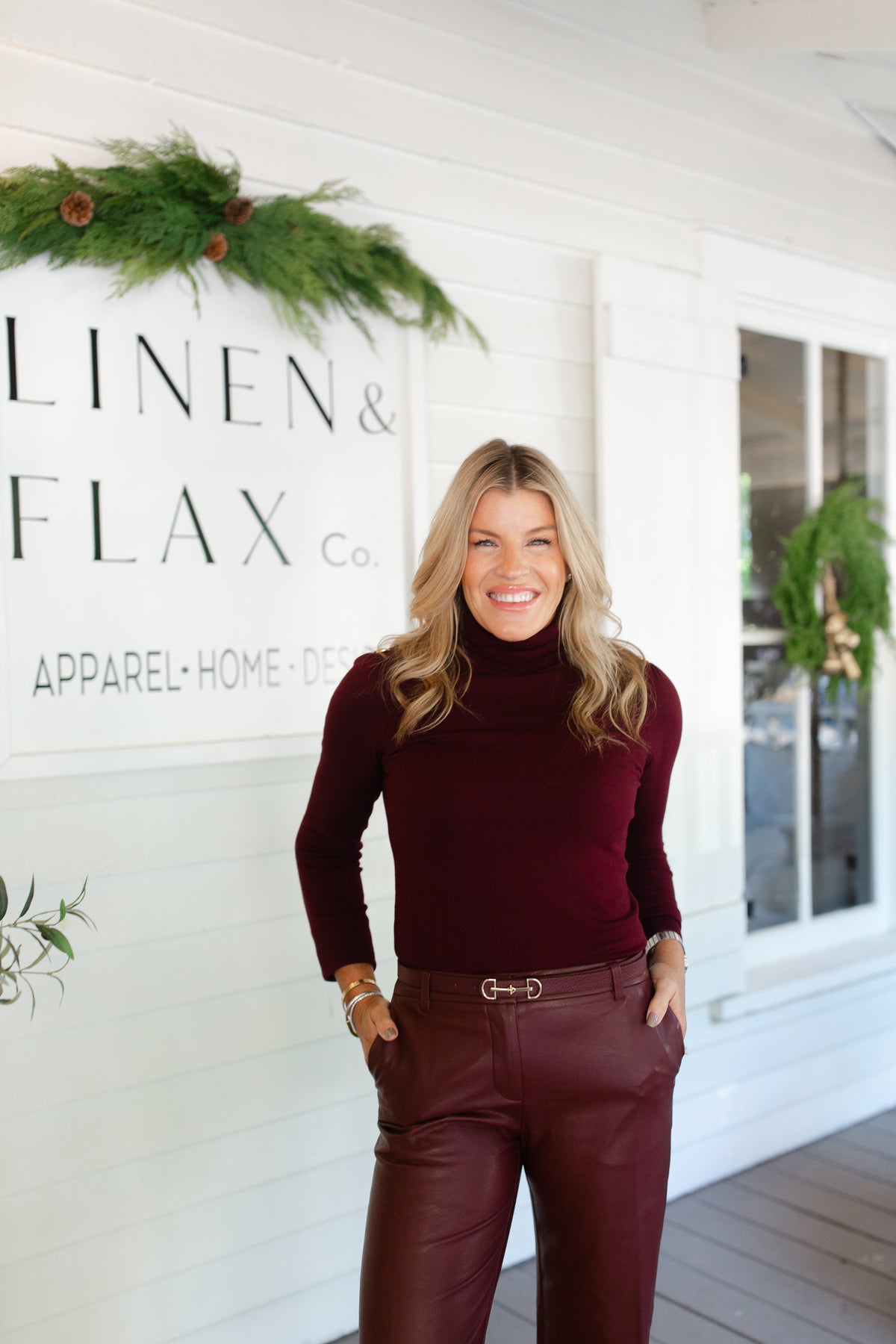 Shoulder Button Knit Turtleneck Sweater-Merlot