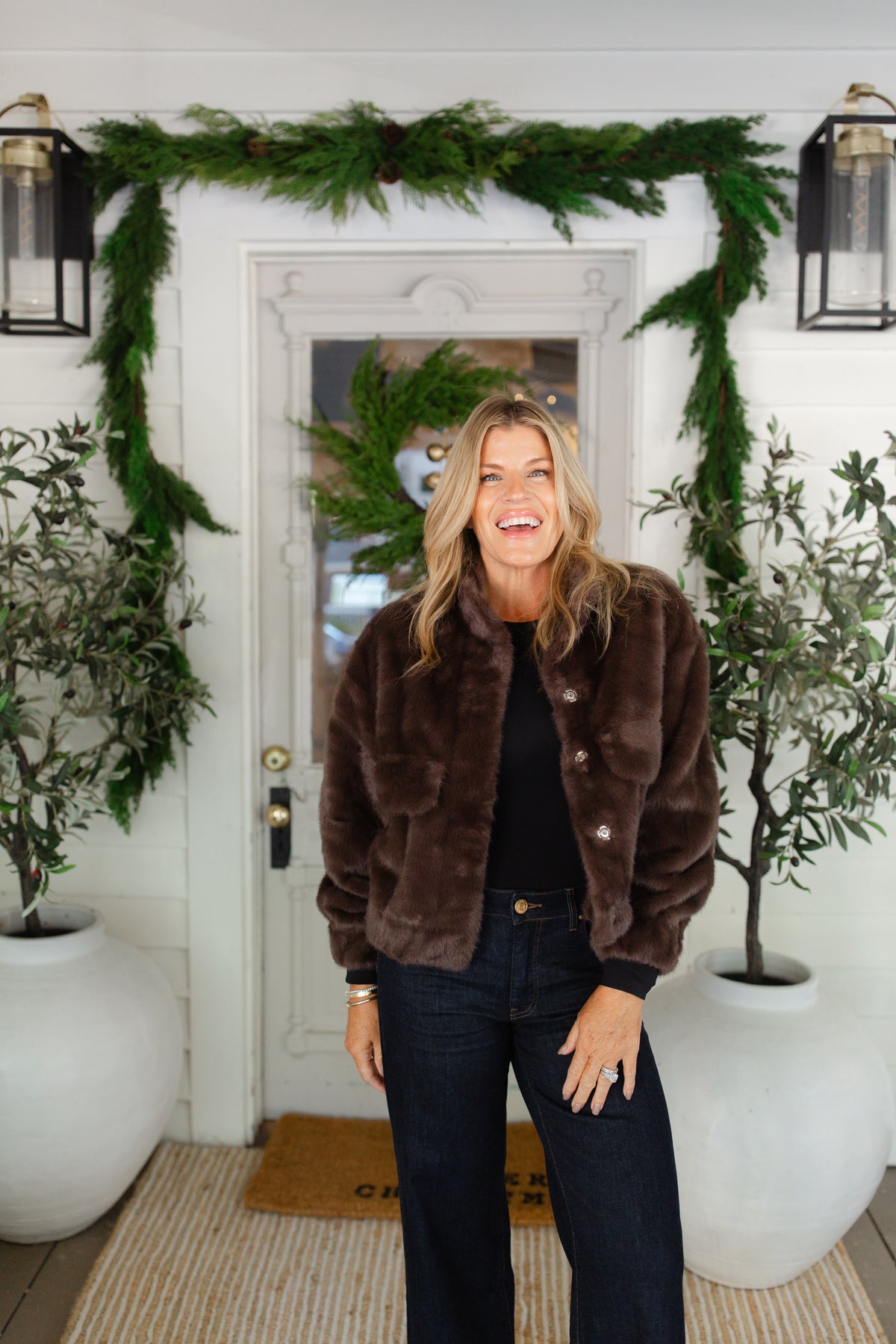 Badet Faux Fur Jacket-Chocolate