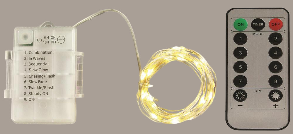 16' Mini LED Warm White Lights w/ Remote