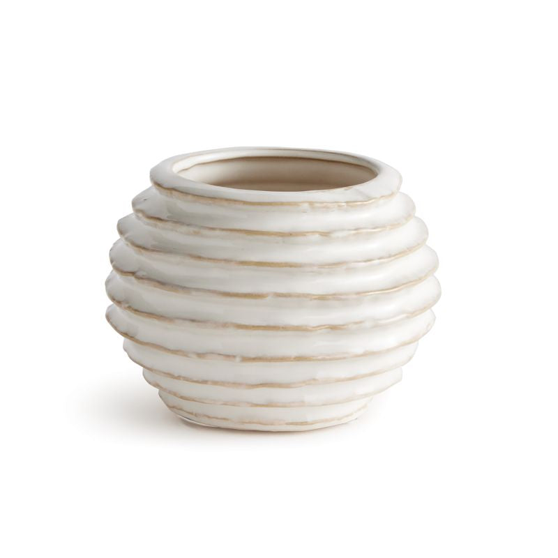 White Ribbed Decorative Pot (3 sizes)