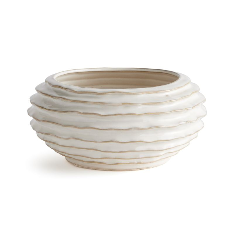 White Ribbed Decorative Bowl