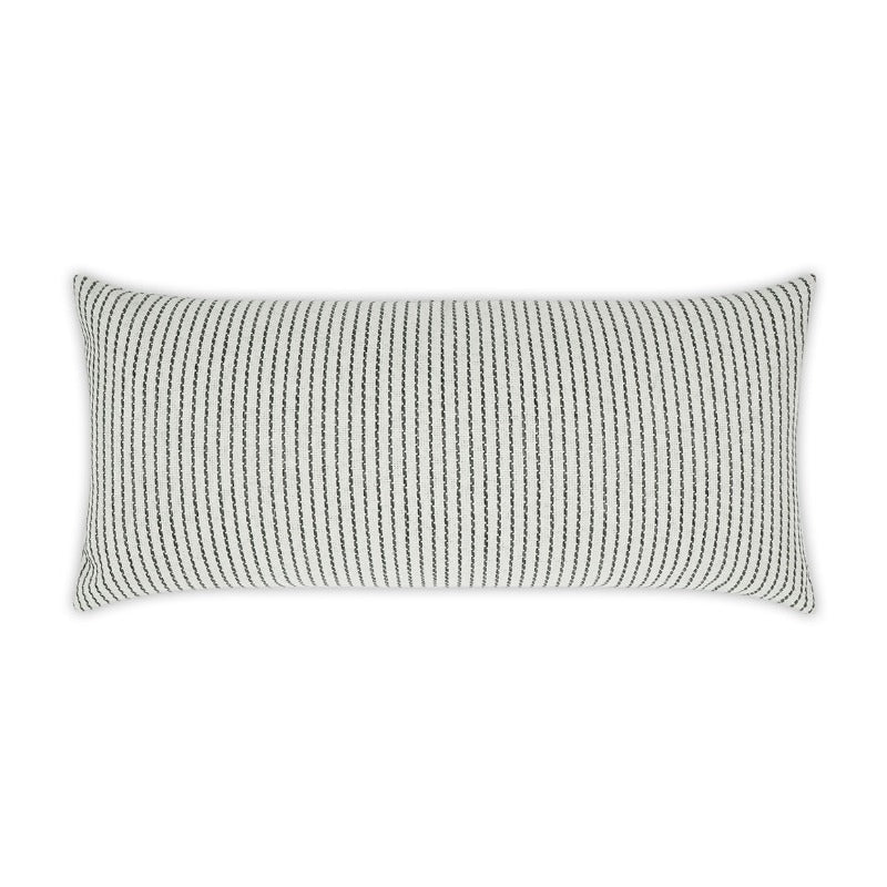 Charcoal Striped Outdoor Lumbar Pillow 12" x 24"