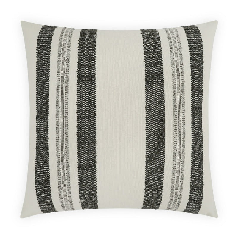 Multi-striped Charcoal Outdoor Pillow 22" x 22"