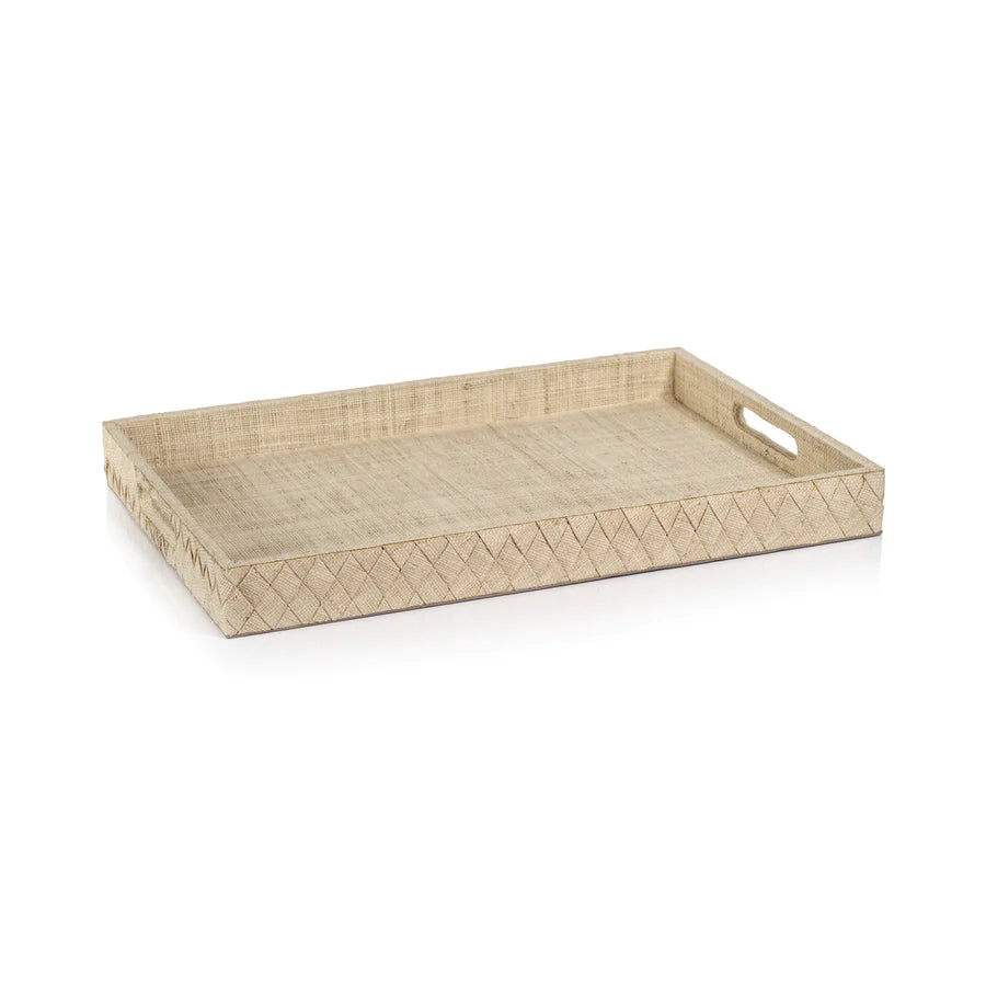 Natural Woven Raffia Serving Tray (2 Sizes)
