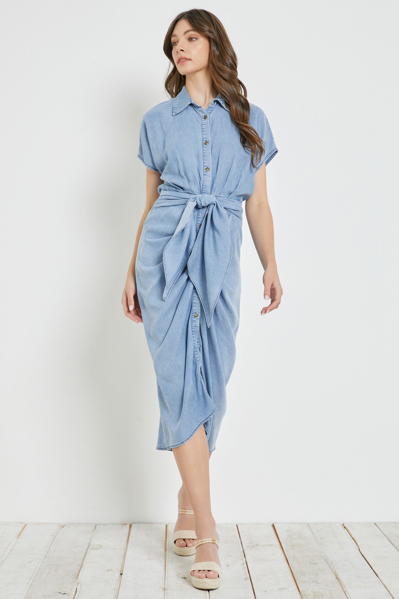 Ruched Waist Tied Dress