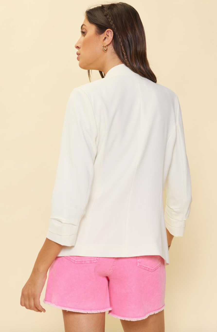 Collarless Blazer-Off White