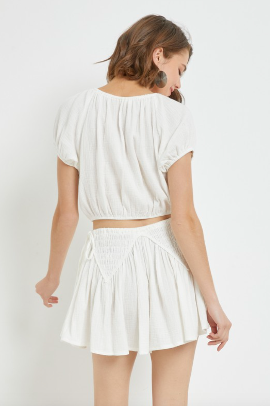 Peasant Tie Top-White