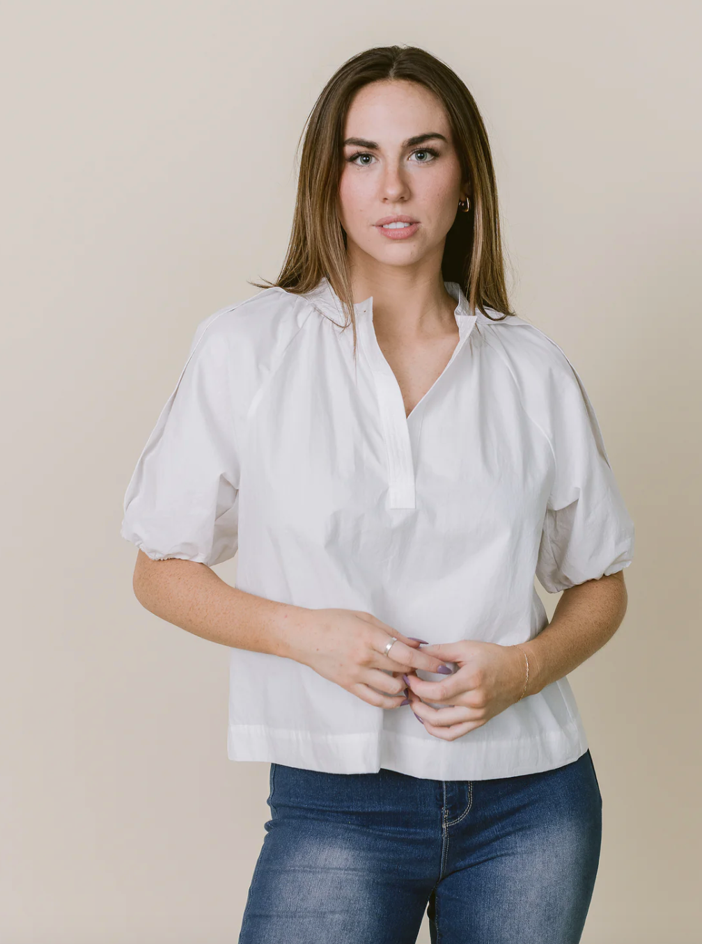 Henley Top-White