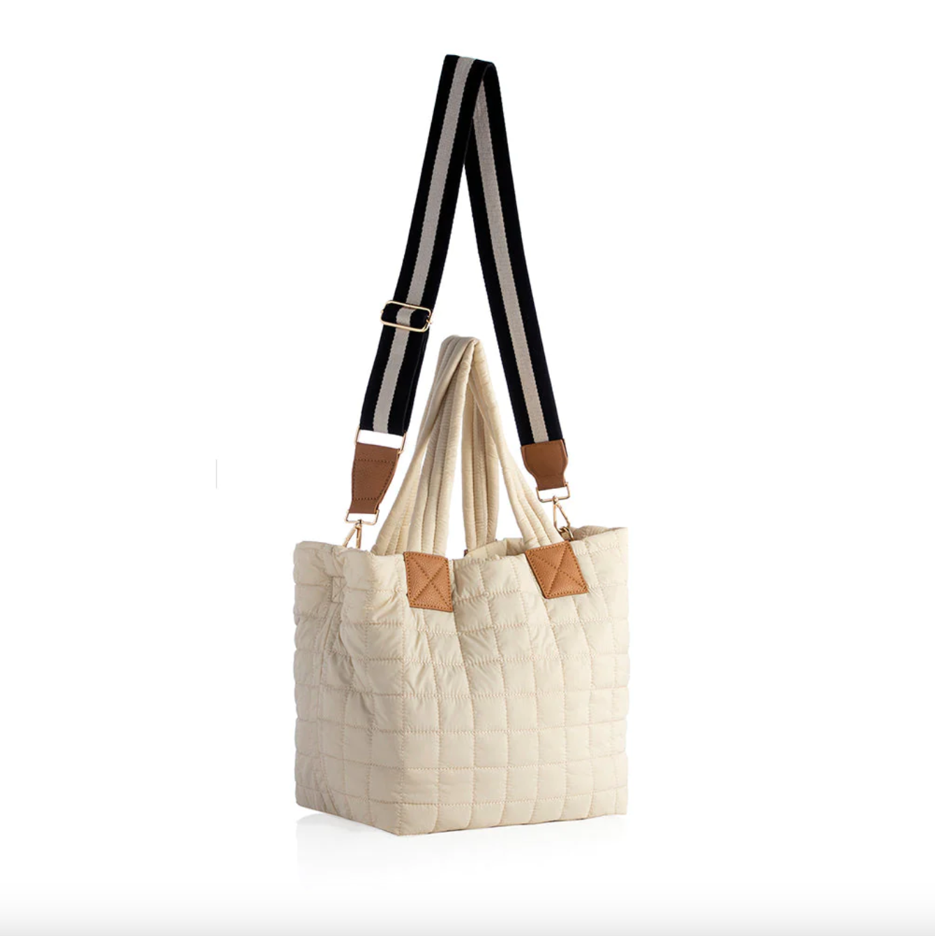 Ezra Quilted Tote- Ivory