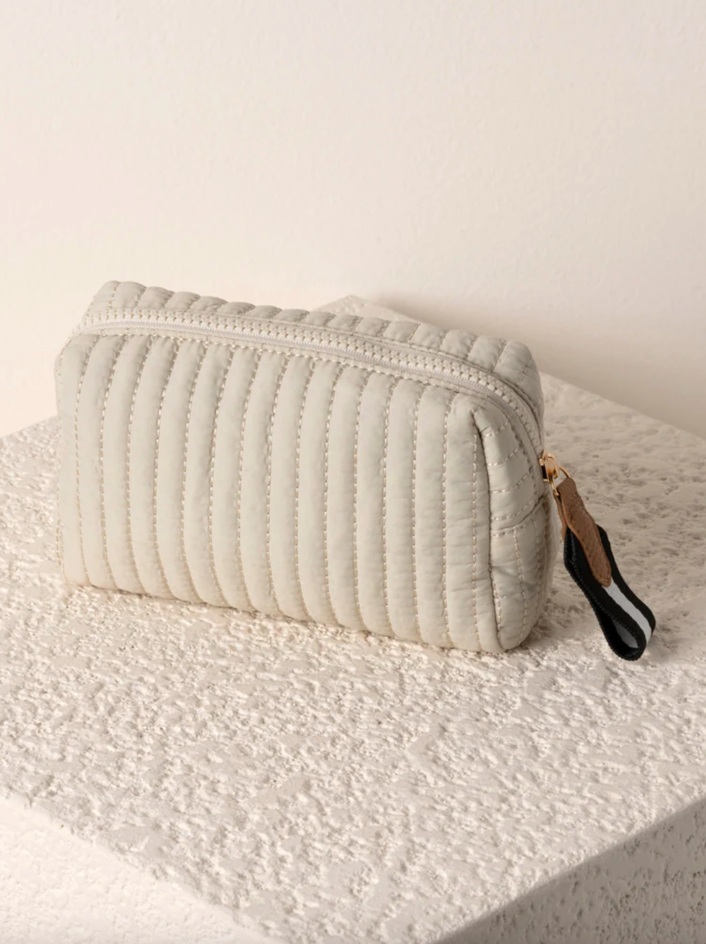 Ezra Small Cosmetic Pouch-Ivory