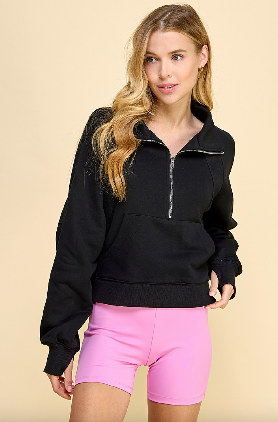 Quarter Zip Sweatshirt-Black