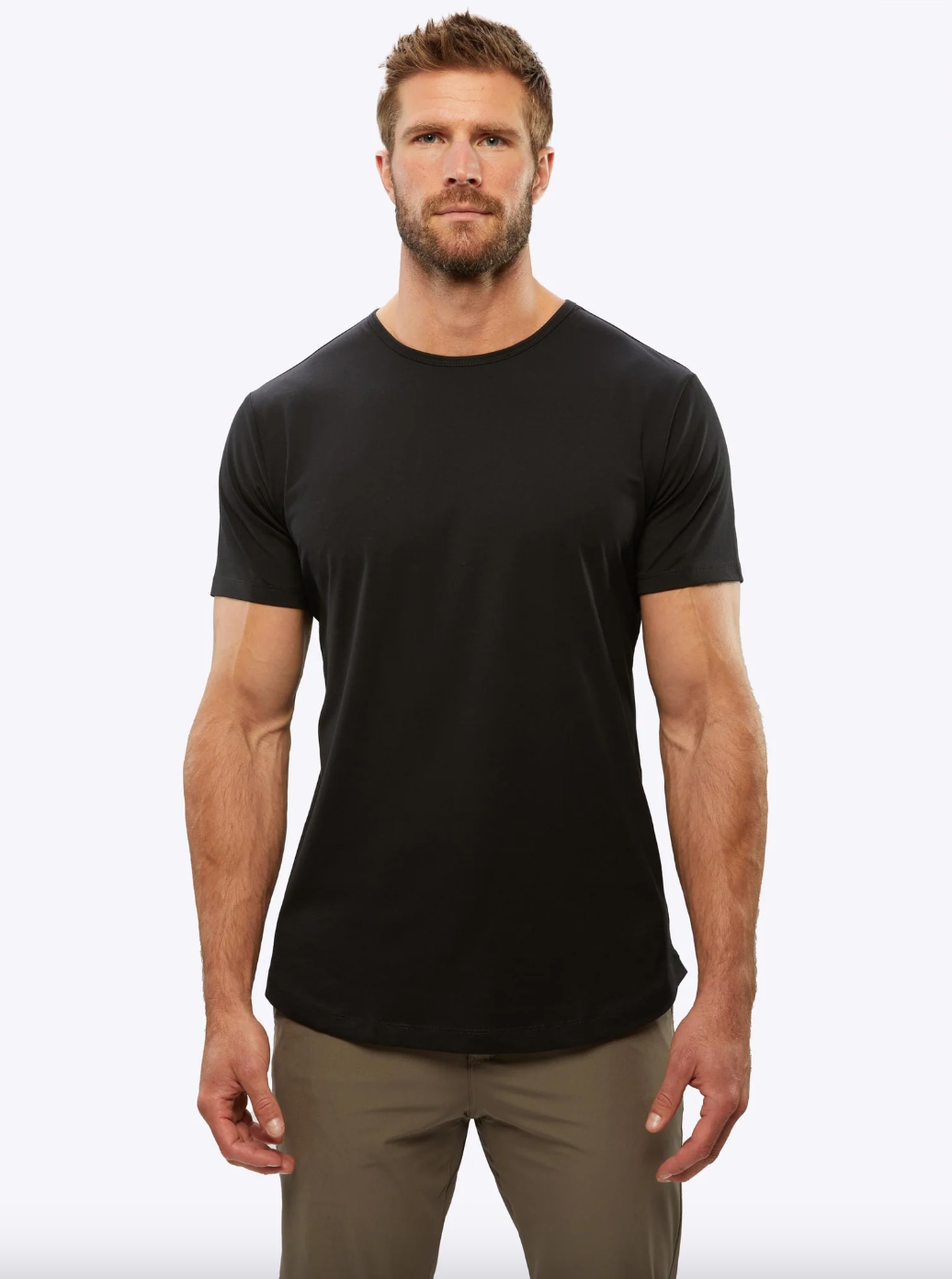 Curve Hem Tee-Black