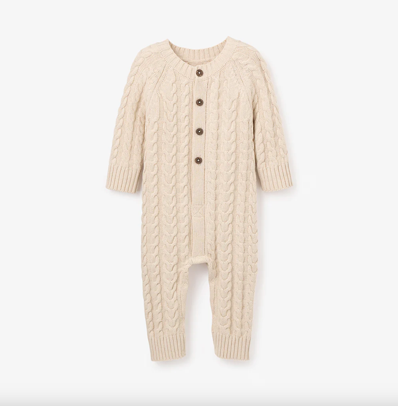 Horseshoe Knit Jumpsuit-Beige