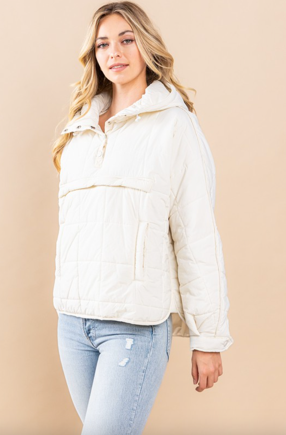 Quilted Pullover-Cream