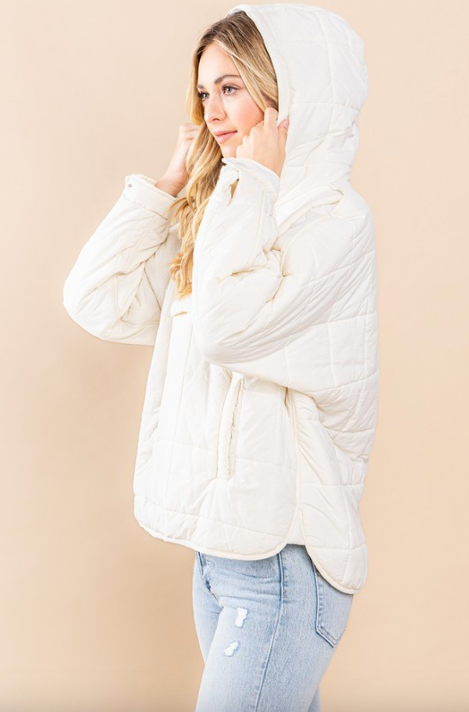 Quilted Pullover-Cream