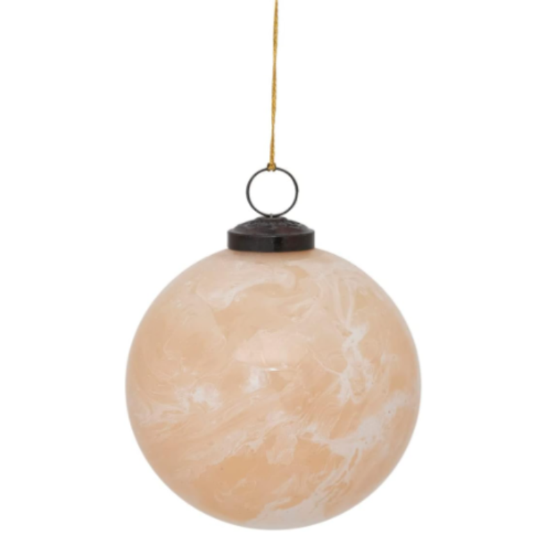 Tan & White Marbled Ball Ornament (2 sizes)