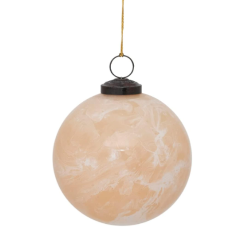 Tan & White Marbled Ball Ornament (2 sizes)