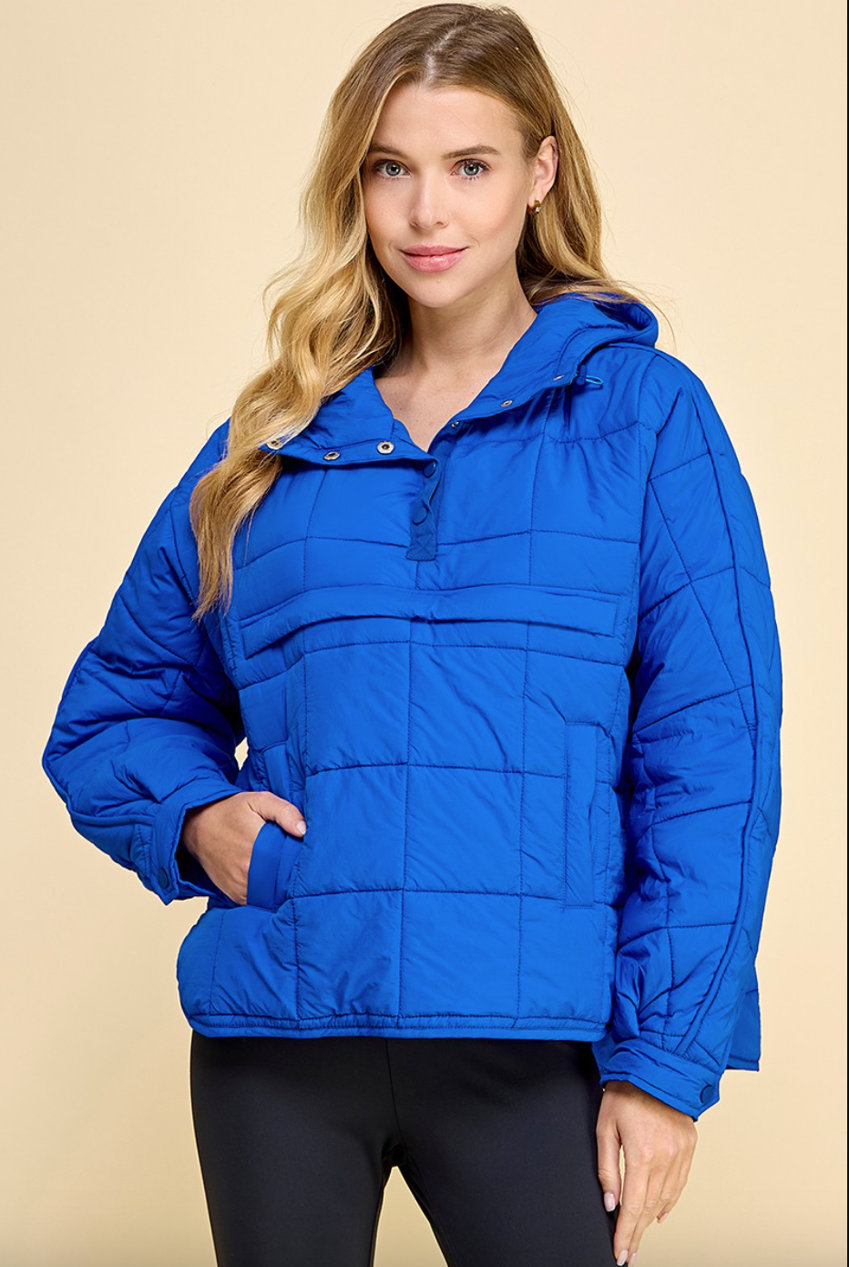 Quilted Pullover-Blue