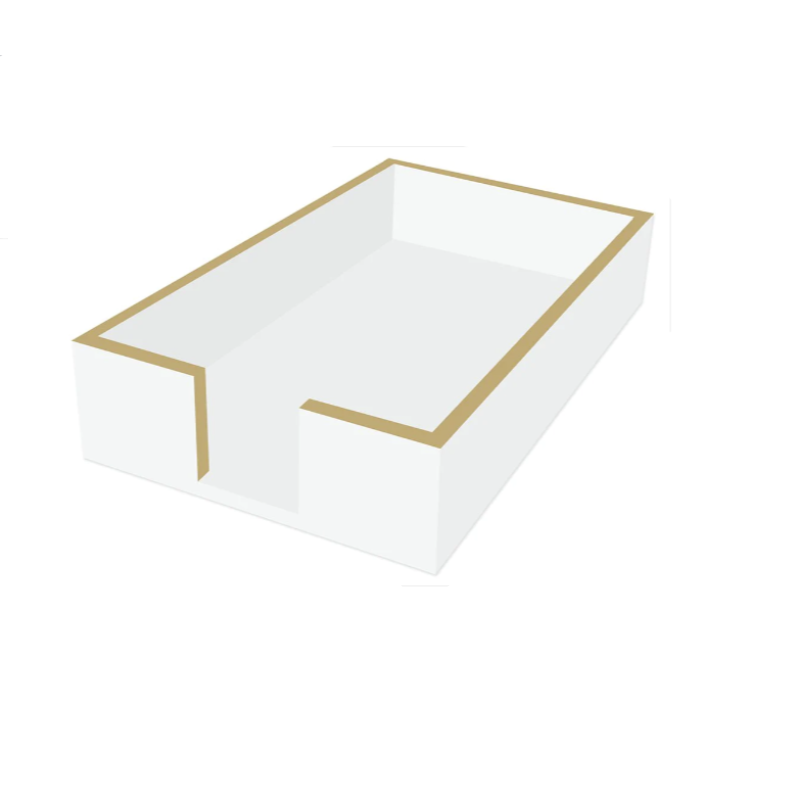 White & Gold Lacquered Guest Napkin Holder