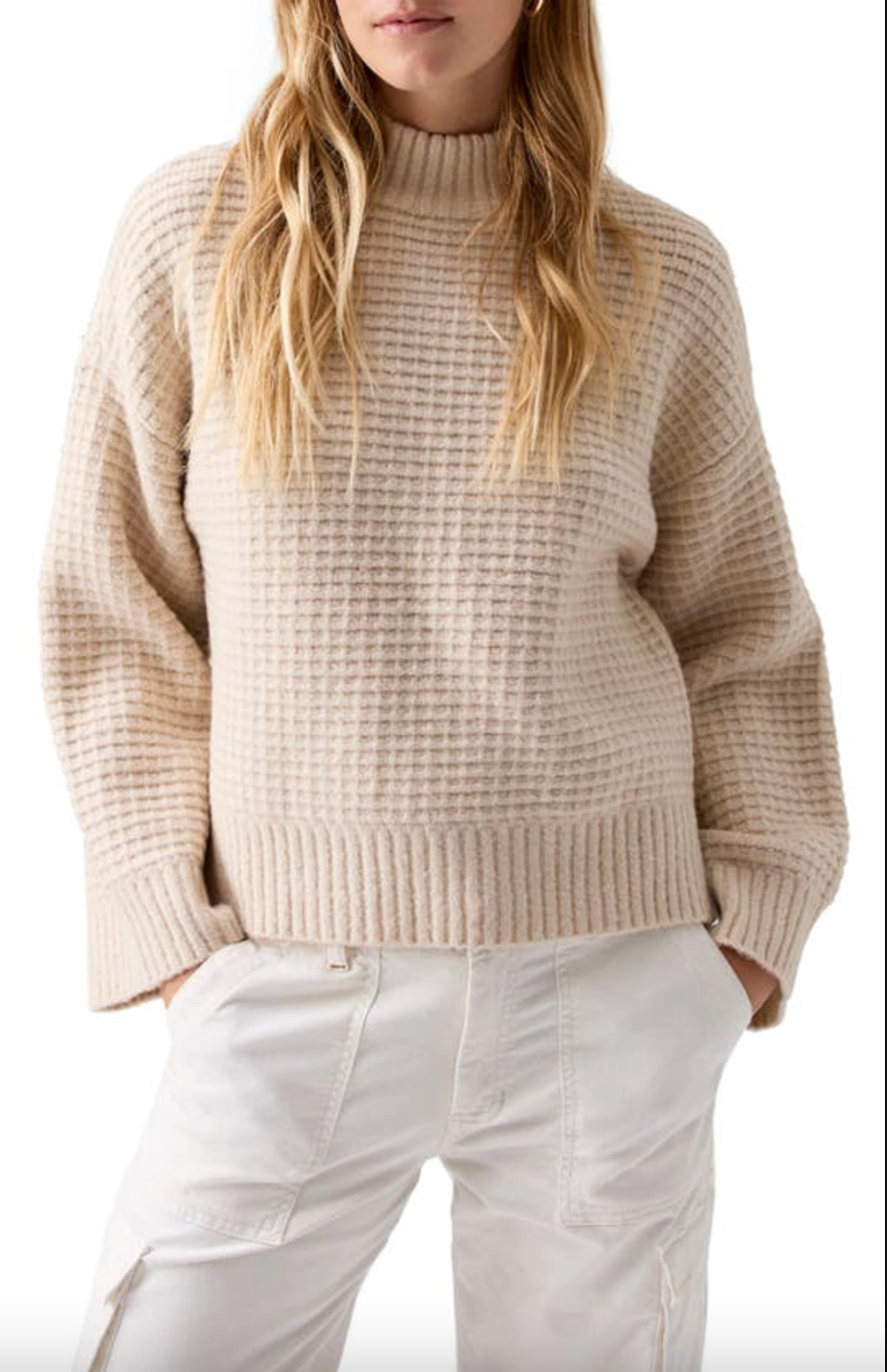 Waffle Knit Sweater-Oatmeal