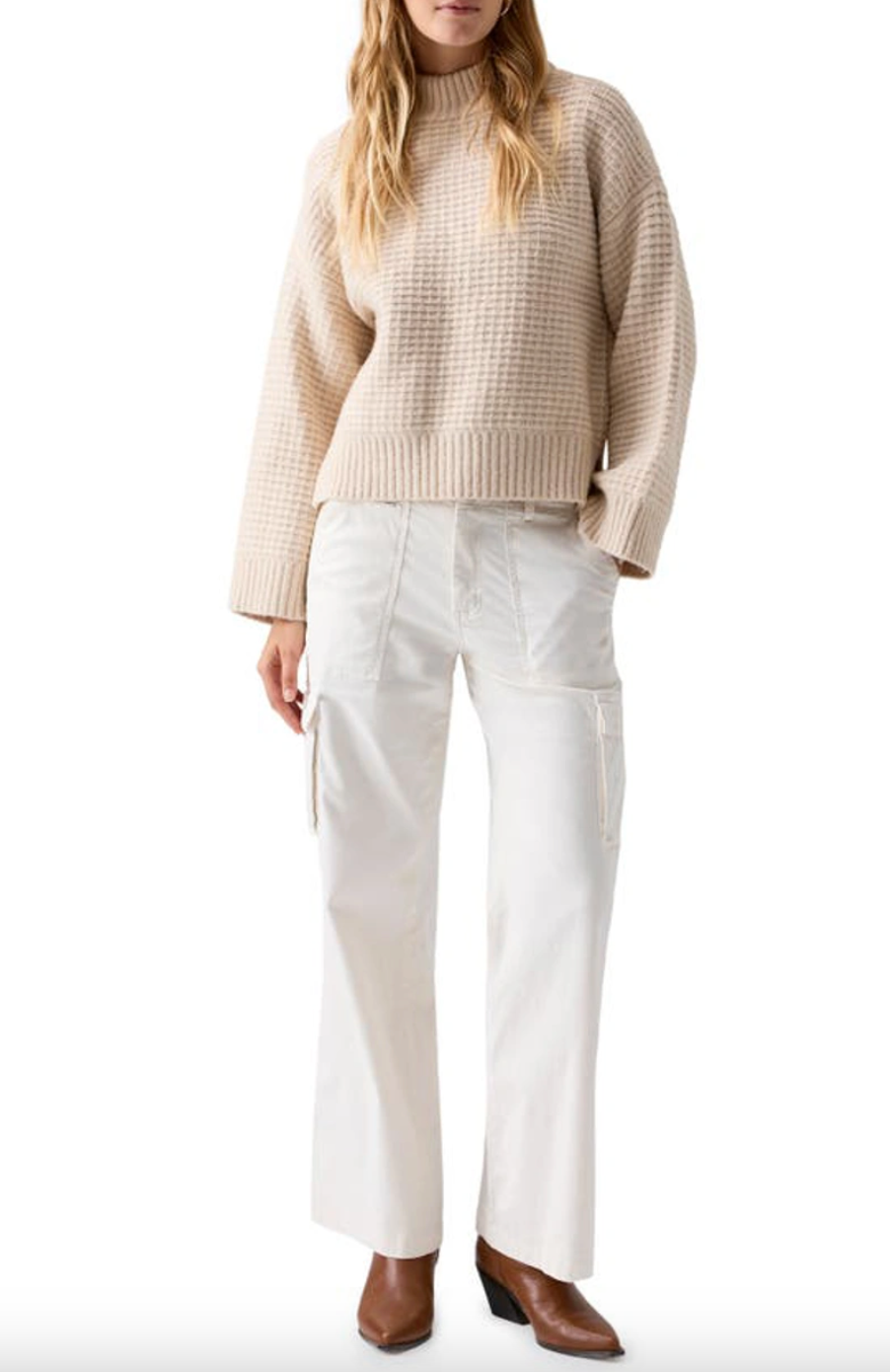 Waffle Knit Sweater-Oatmeal
