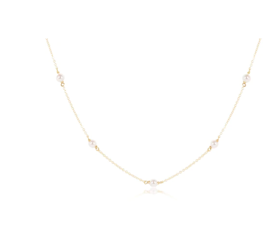 17" Choker Simplicity Chain Gold-4mm Pearl
