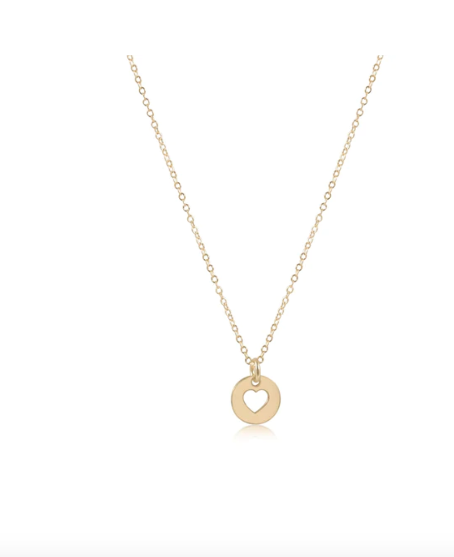 16" Love Small Gold Disc Necklace