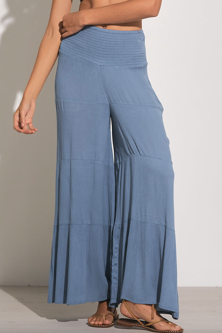 Tiered Wide Leg Pant-Blue