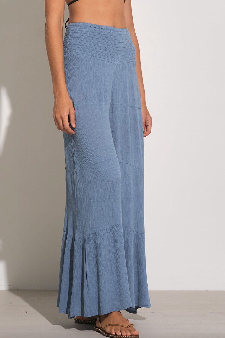 Tiered Wide Leg Pant-Blue