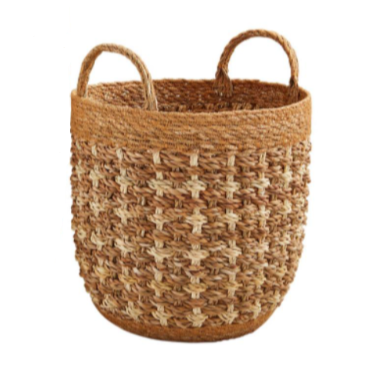 Cream Braided Basket w/ Handles