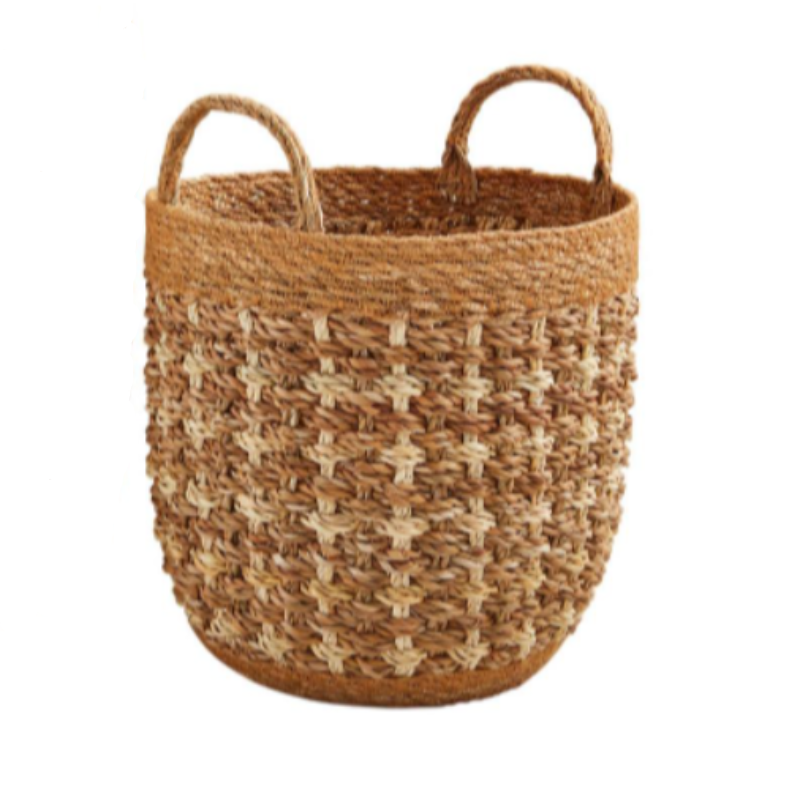 Cream Braided Basket w/ Handles