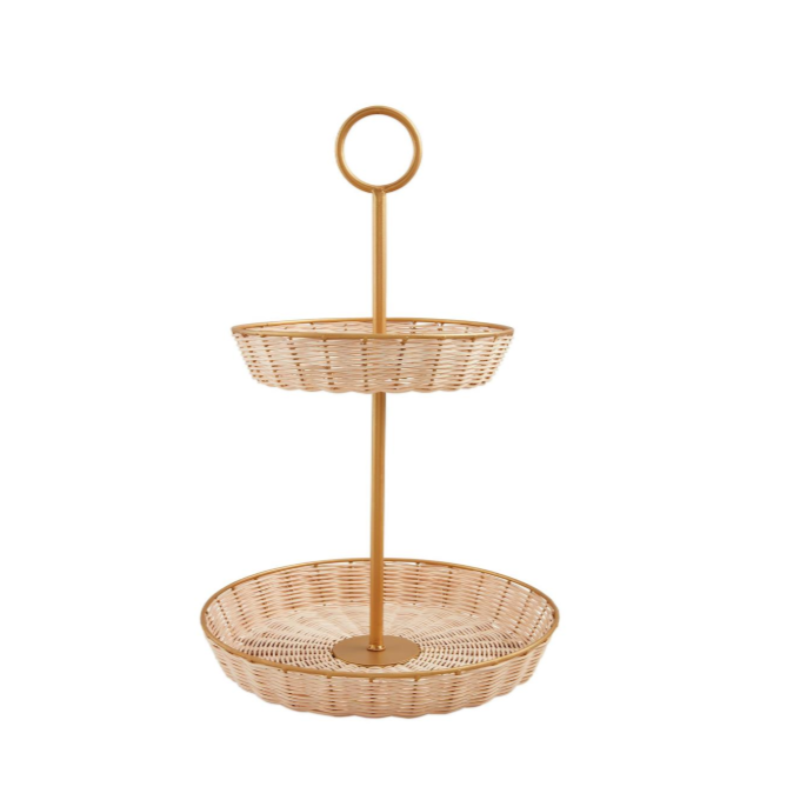 Tiered Woven and Brass Server