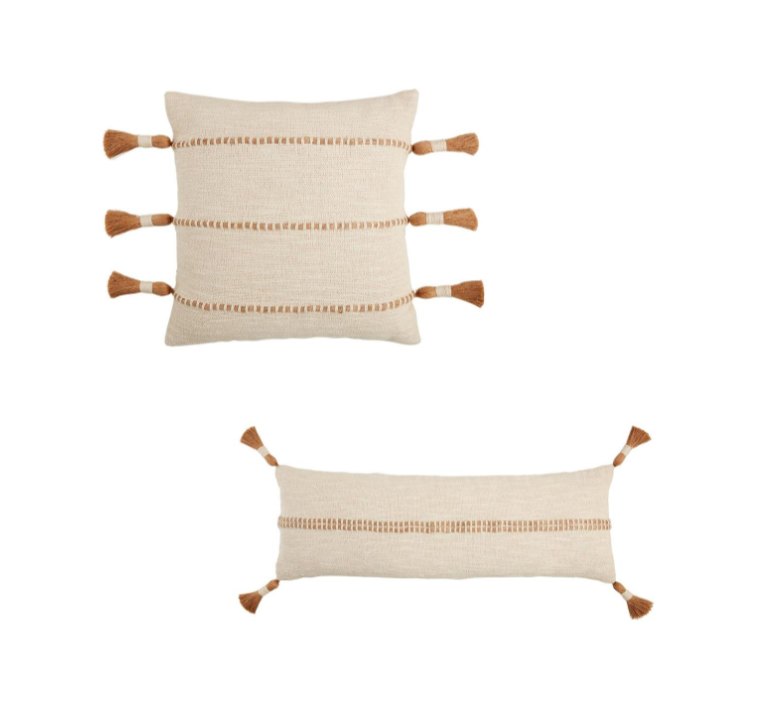 Jute Striped Tassel Pillow (2 sizes)