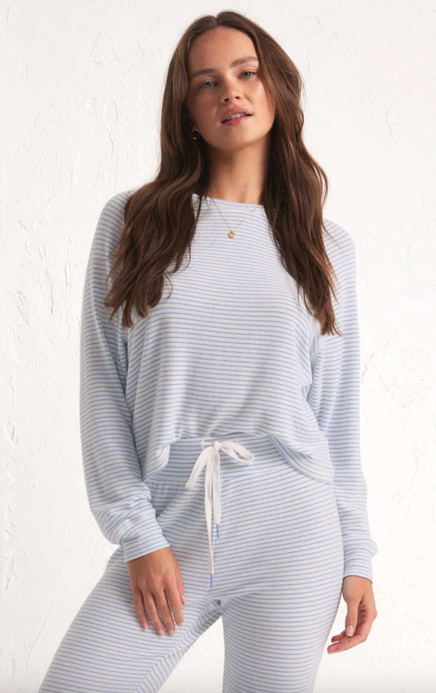 Staying In Stripe Top-Blue