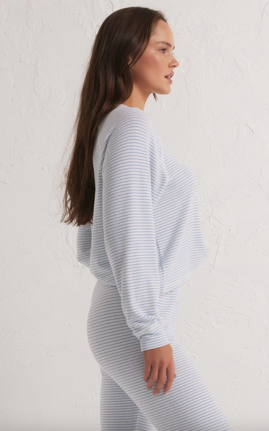 Staying In Stripe Top-Blue