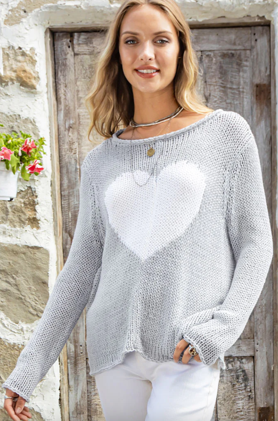 Heart Sweater-Grey