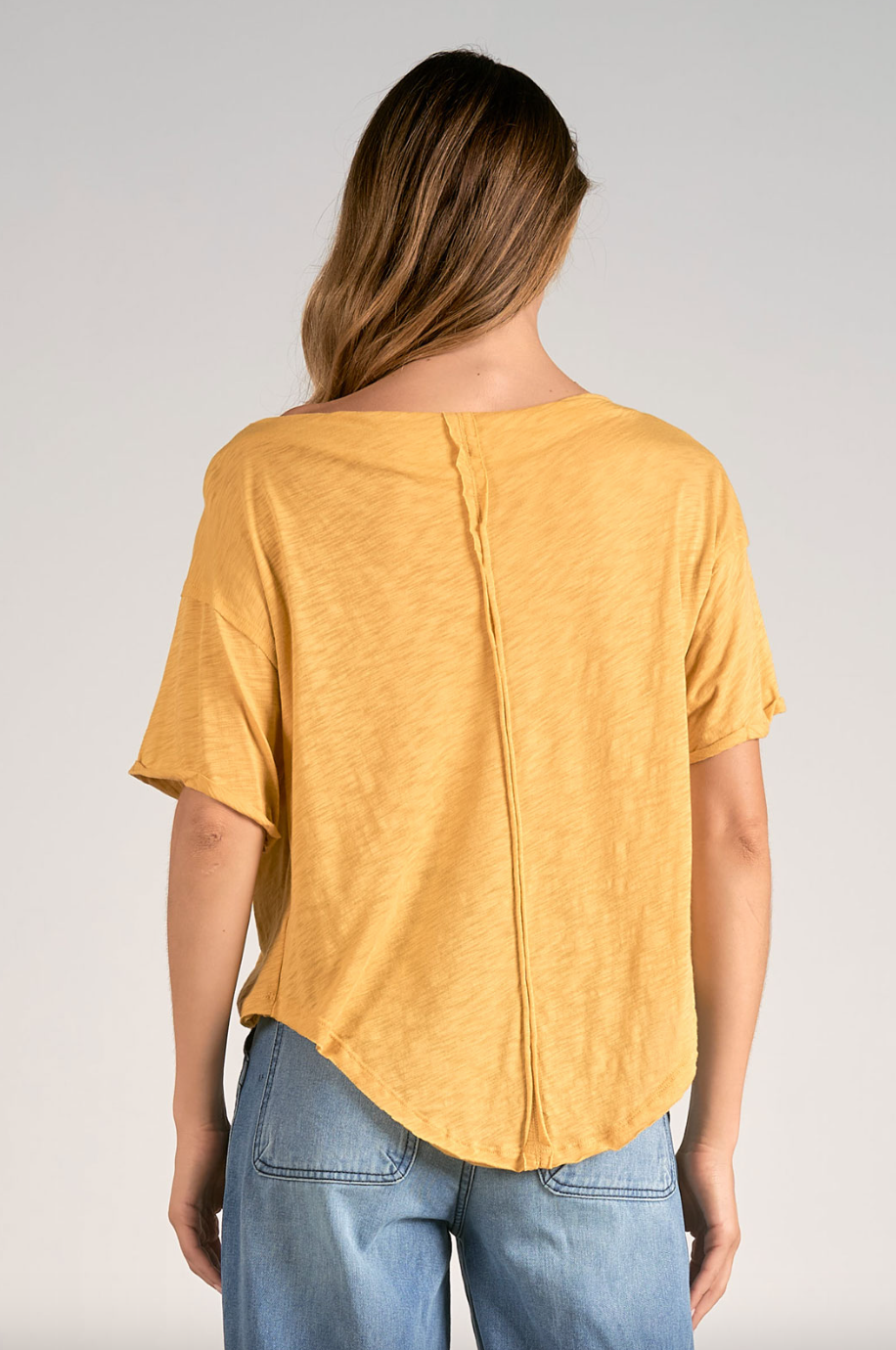 Drape Front Tee-Mustard