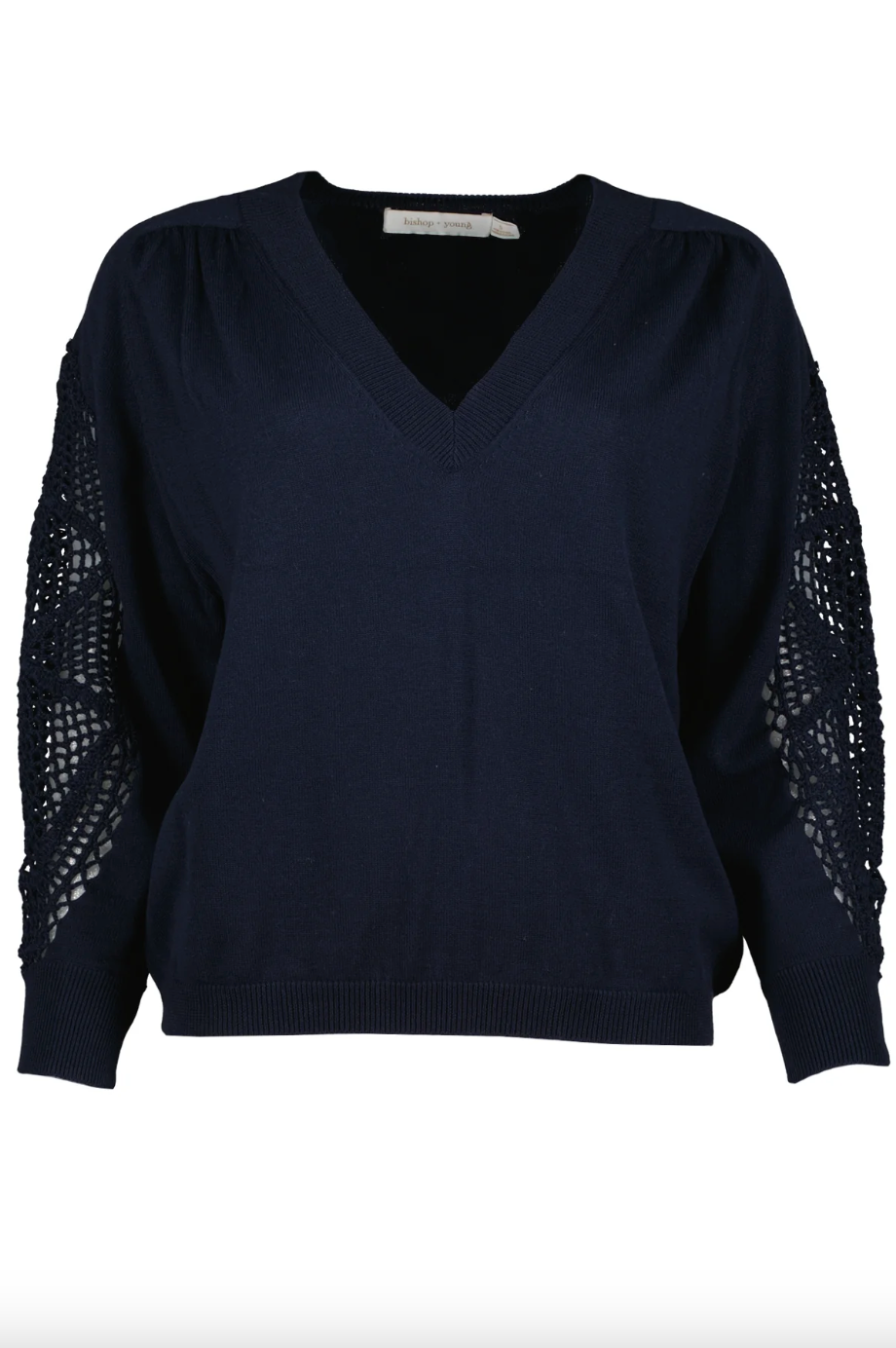 Crochet Detail Sweater-Marine