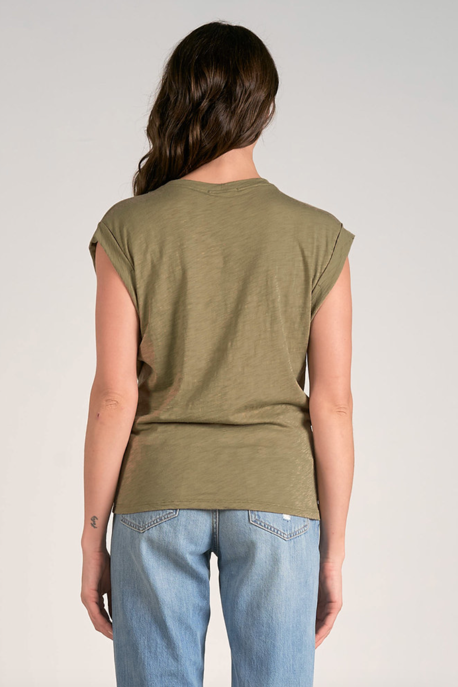 Gather Front Tee-Olive