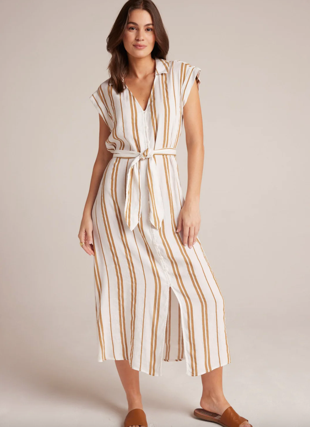 Belted Dress-Redwood Stripe