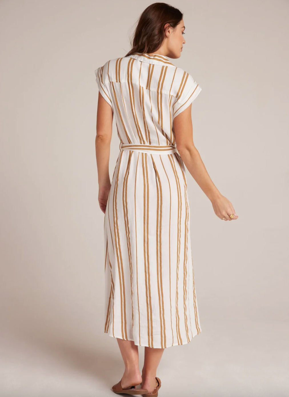 Belted Dress-Redwood Stripe