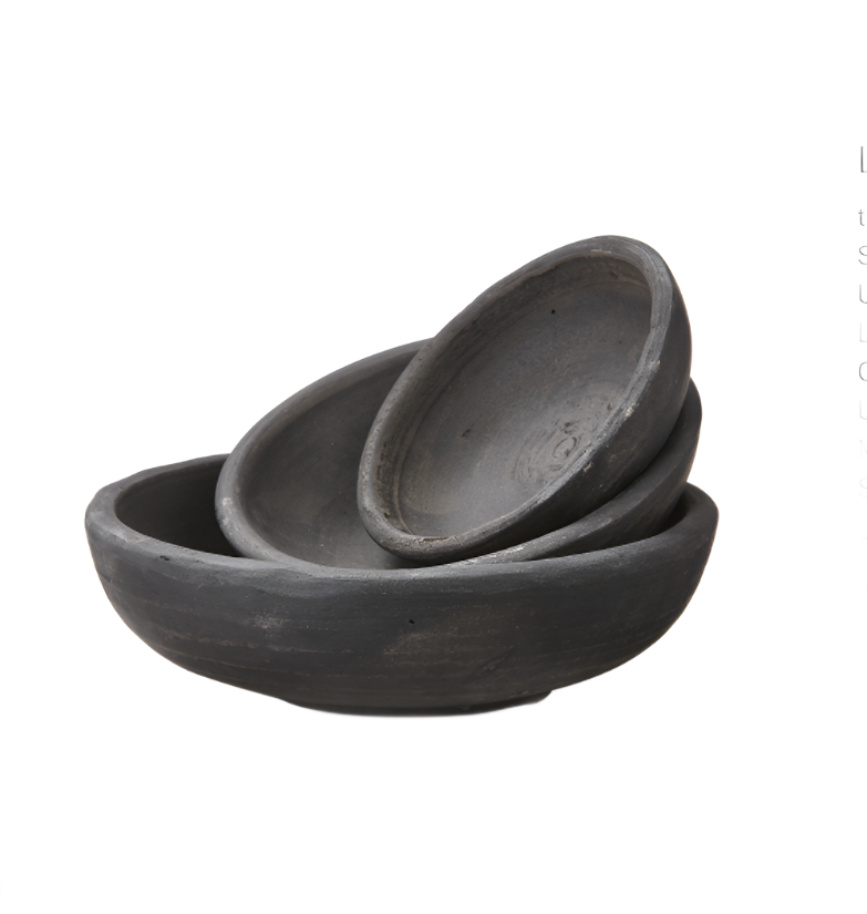 Small Black Terracotta Bowls- Set of 3
