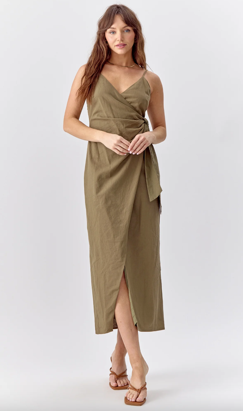 Aniston Linen Dress-Olive