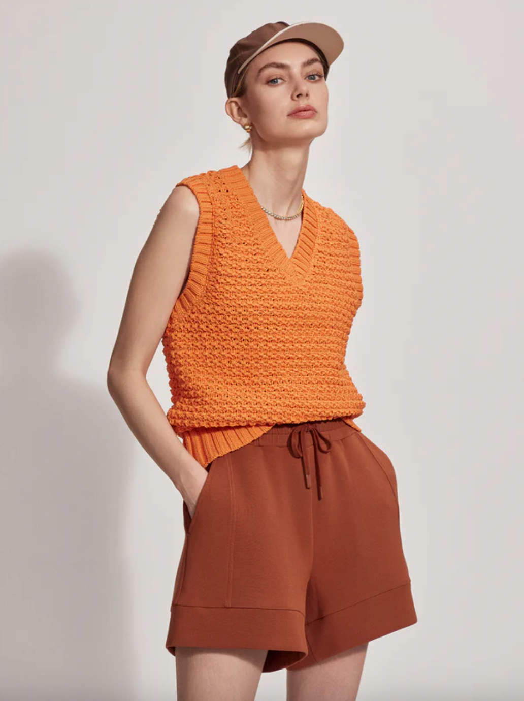 Adie Knit Vest-Coral