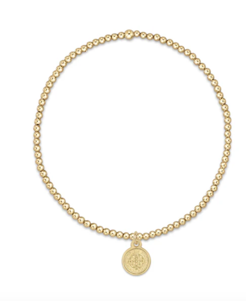 Classic Gold 2MM Bead Bracelet- Blessing Small Disc