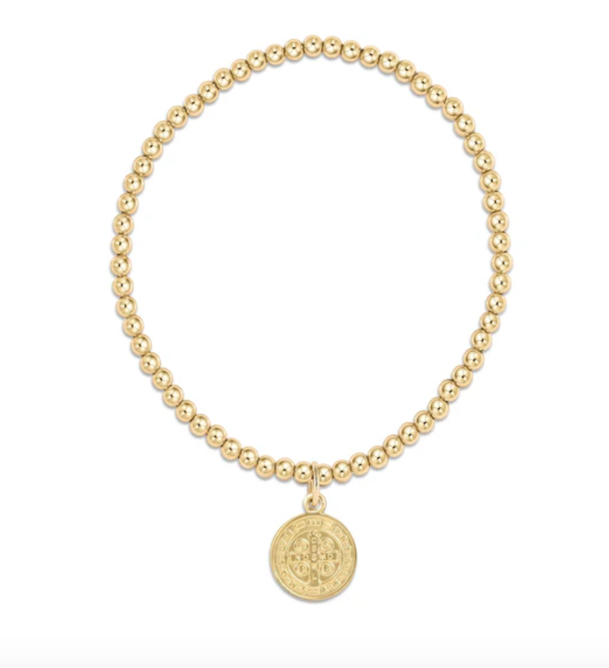 Classic Gold 3MM Bead Bracelet- Blessing Disc