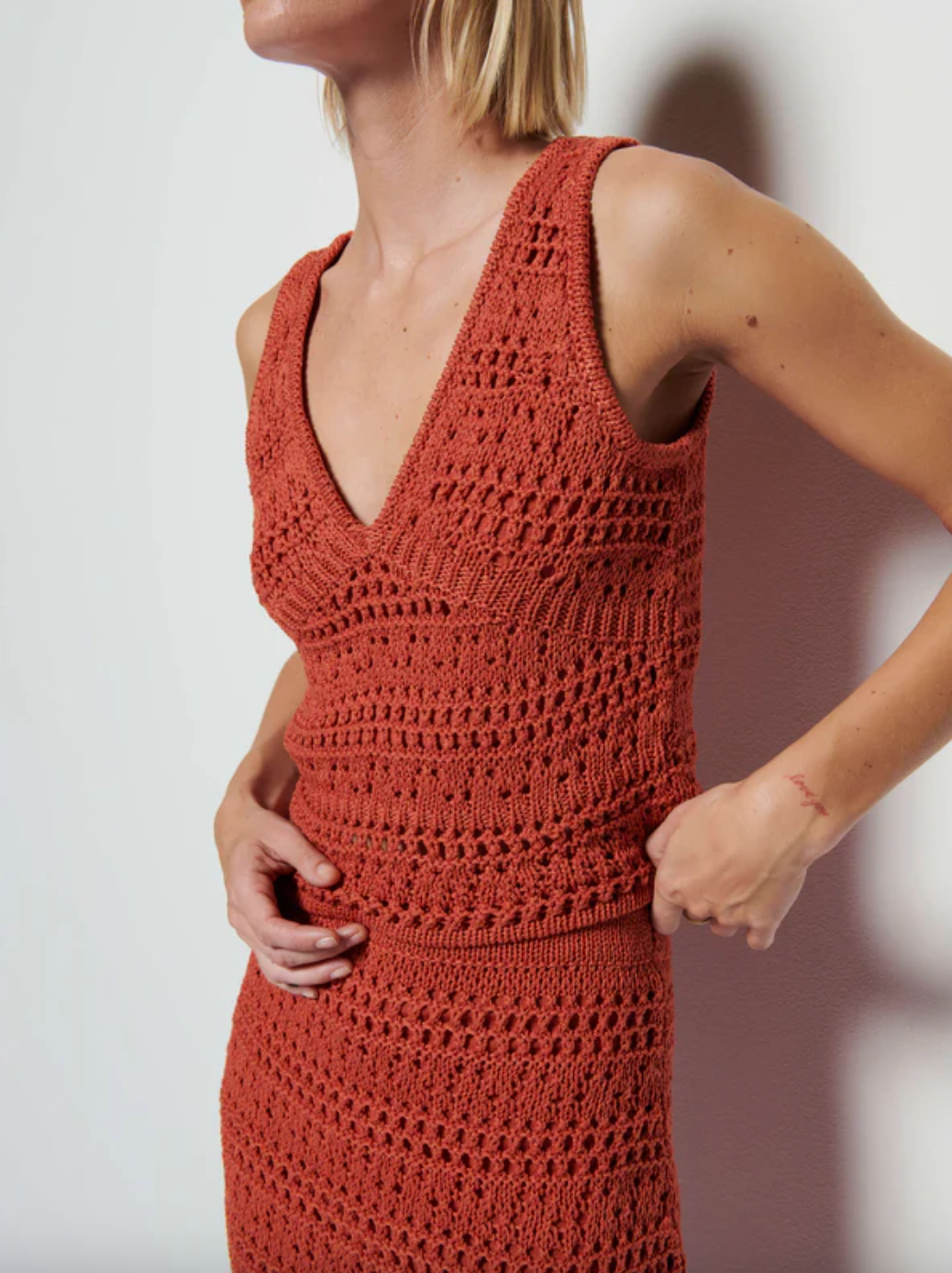 Adriana Crochet Tank-Ginger