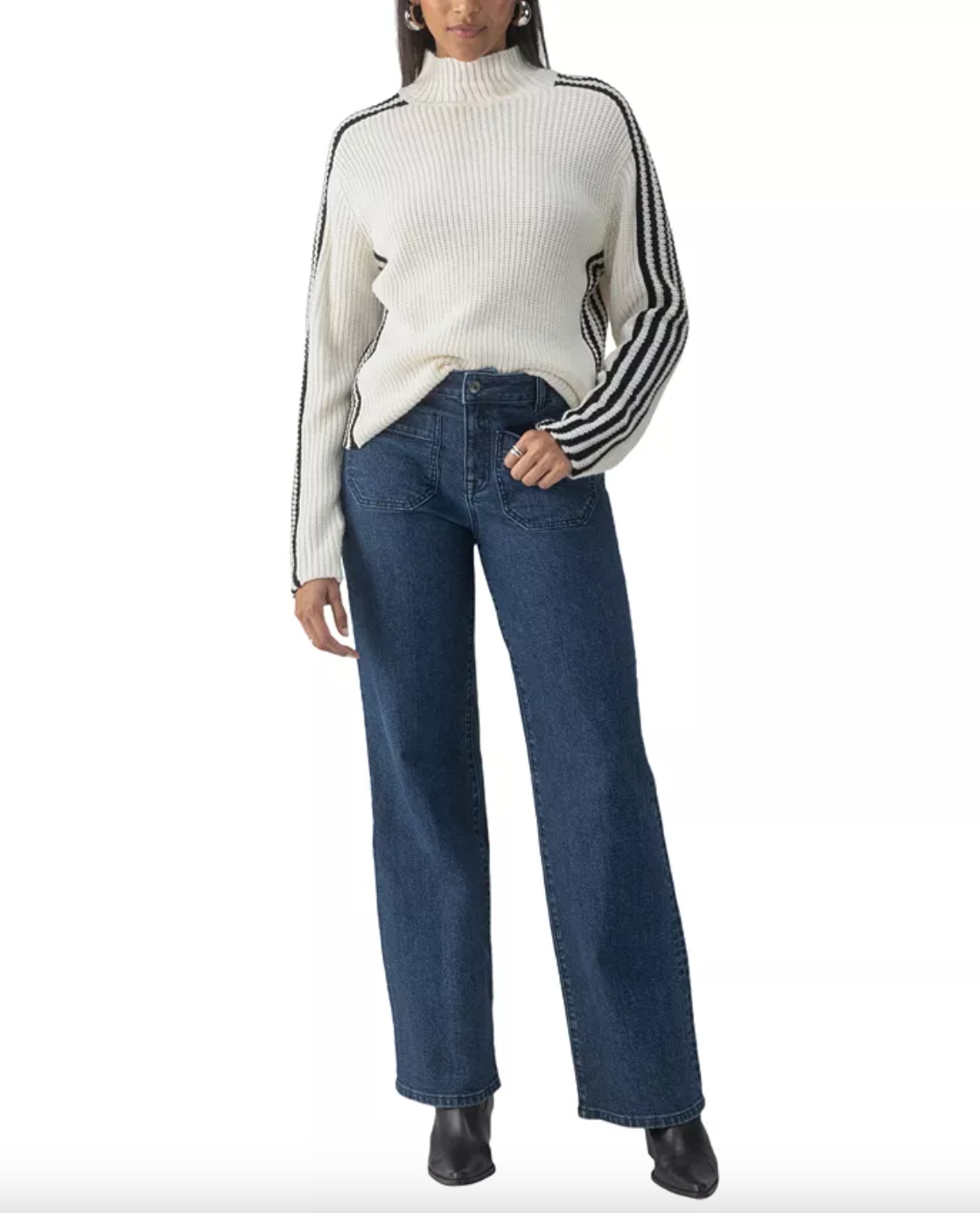 Sporty Stripe Sweater-Chalk